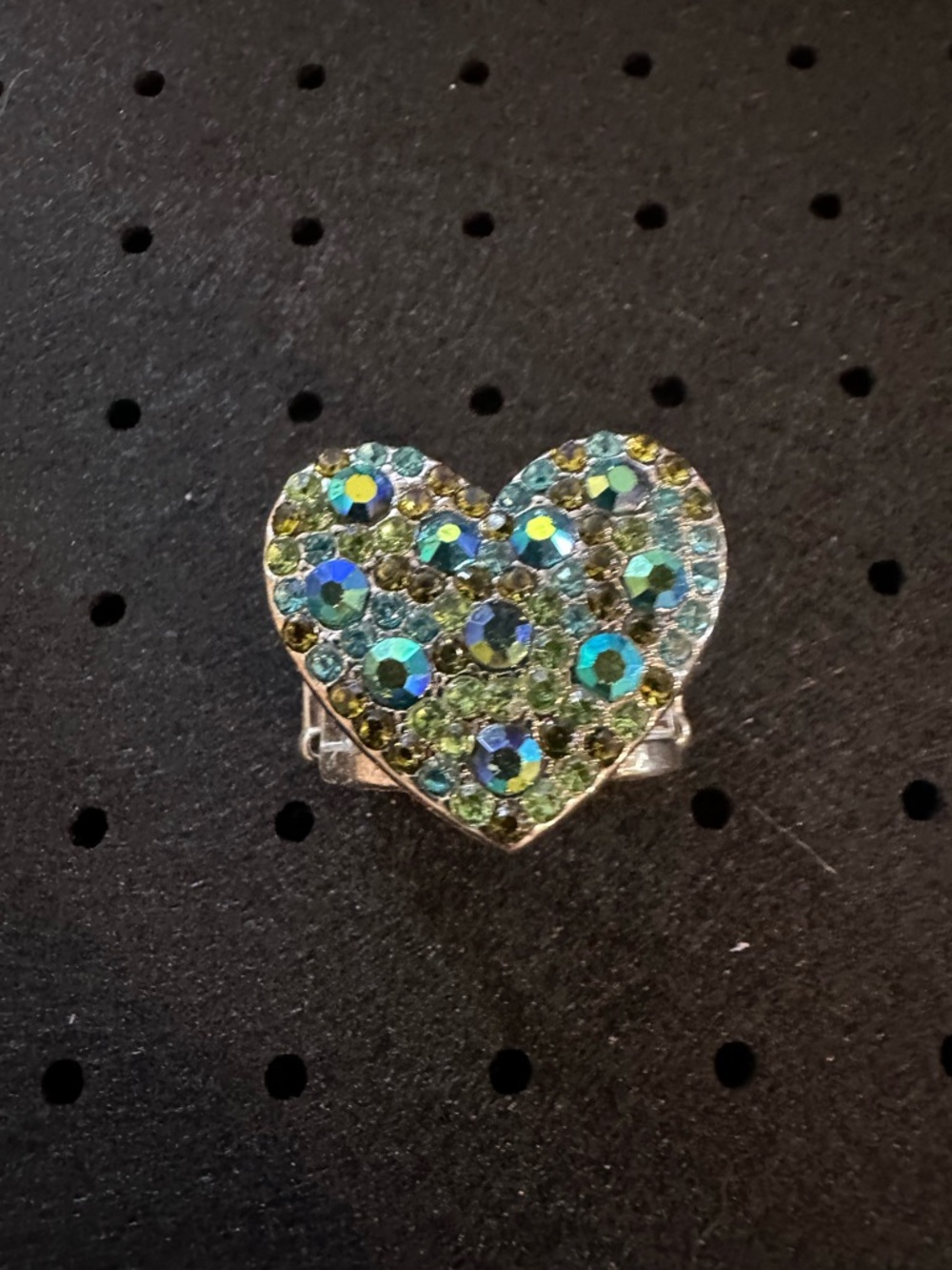 Heart Crystal Ring in Blue-Green